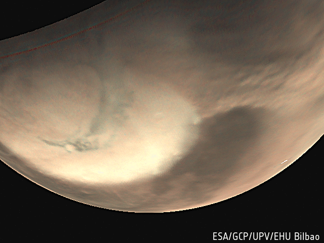 Mars dust storm in motion pillars