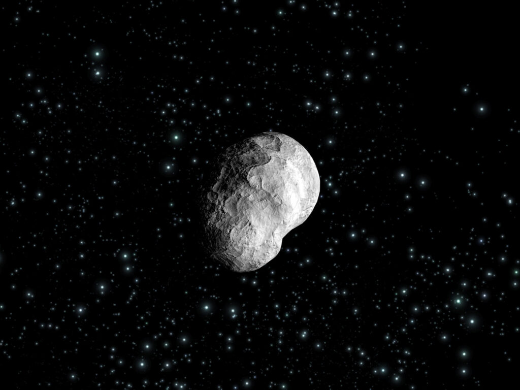 Artist s impression of asteroid 21 Lutetia pillars