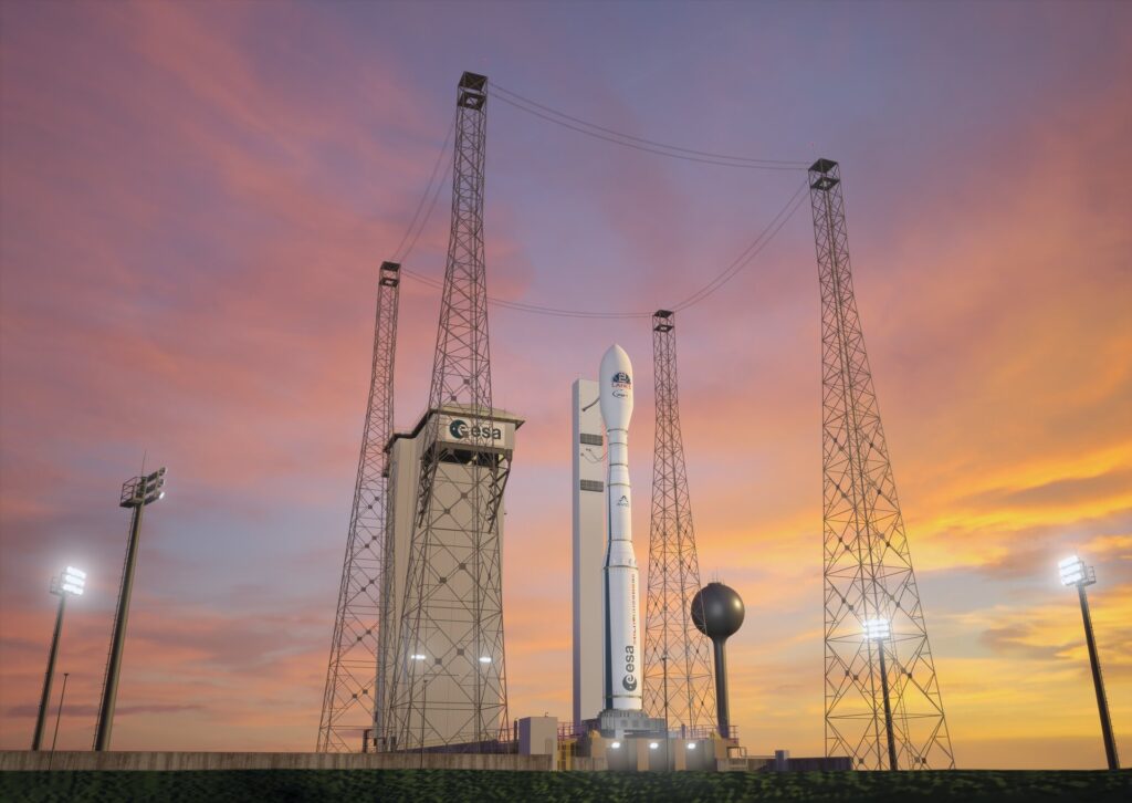 Artist s view of Vega C on the launch pad pillars