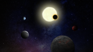Exoplanet system artwork pillars
