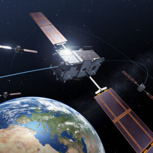 Four Galileo satellites pillars
