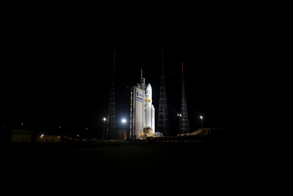 Ariane 5 VA 260 with Juice Ready for launch pillars