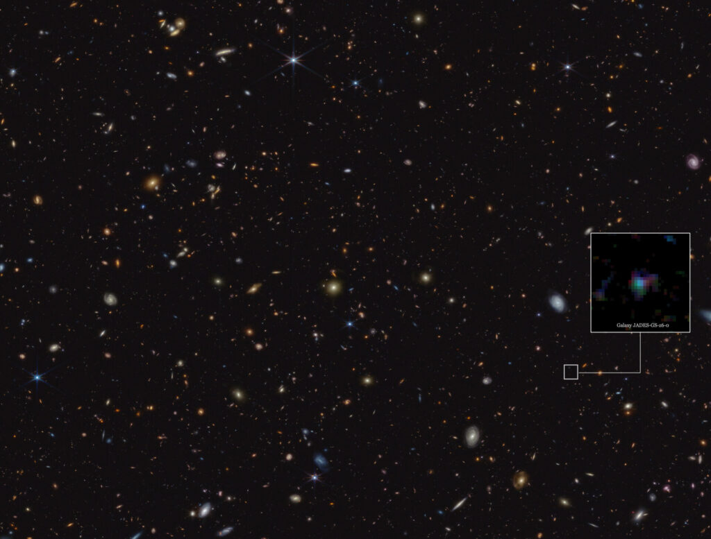 Galaxy JADES GS z6 in the GOODS S field JADES NIRCam image pillars